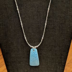Sterling silver necklace w/Lt.Blue Ceramic Pendant